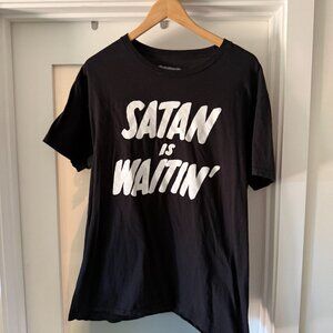 Creep Street “Satan is Waitin’” Black Tee L Skeleton Hand Streetwear OBO